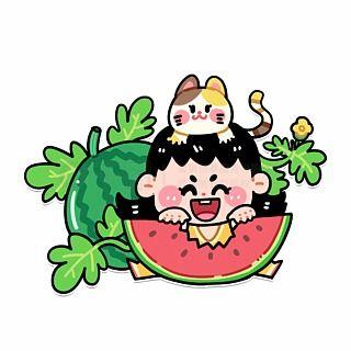 吃瓜卡通素材高清,卡通素材里的美味诱惑